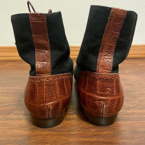 Vintage Nordstrom Two-Tone Leather Granny Victorian Lace Up Ankle Boots 10 - Picture 6 of 9
